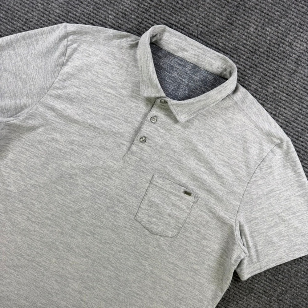 Vuori Strato Tech Polo Shirt Mens XL Grey Light Heathered Short Sleeve V164